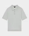 Reiss Manor Half Button Merino Wool Polo Shirt In Iced Blue