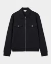 Reiss Navy Blue Medina Interlock Jersey Zip-through Jacket In Navy Blue