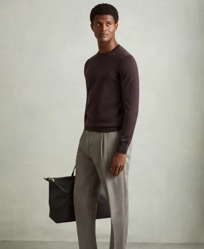 Reiss Men's Merino Wool Crew Neck Sweater In Burgundy