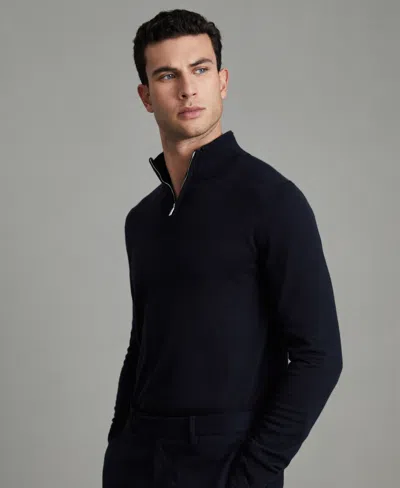 Reiss Men's Merino Wool Half-zip Funnel Neck Sweater In Blue