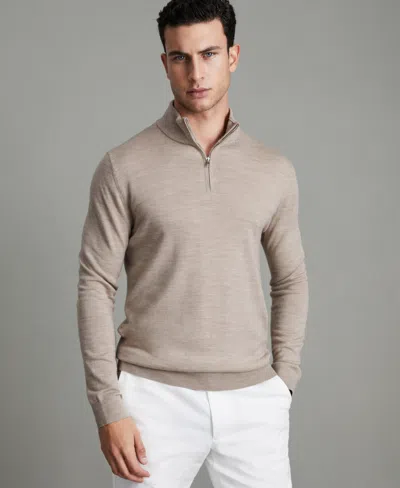 Reiss Men's Merino Wool Half-zip Funnel Neck Sweater In Gray
