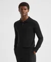 Reiss Men's Merino Wool Polo Shirt In Black
