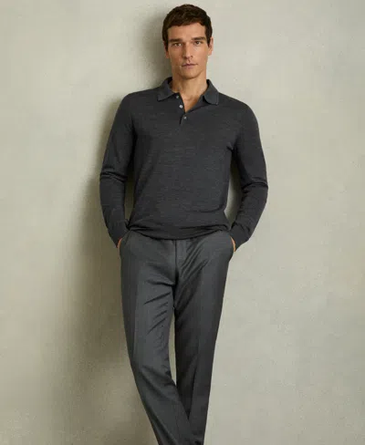 Reiss Men's Merino Wool Polo Shirt In Gray