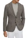 Reiss Brown Multi Nano Wool Blend Check Single Breasted Blazer In Brown Multi