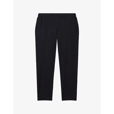 Reiss Mens Navy Cyrus Elasticated-waist Ribbed Stretch-woven Trousers