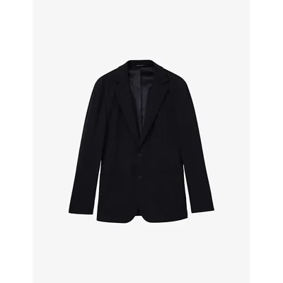 Reiss Mens Navy Trial Notch-neck Single-breasted Stretch-jersey Blazer