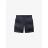 Reiss Navy/white Striped Side Adjuster Shorts In Navy/white