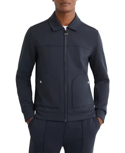 Reiss Men's Newland Premium Interlock Zip-through Jacket In Blue