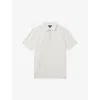 Reiss Mens Off White Albany Half-zip Short-sleeve Stretch-woven Polo