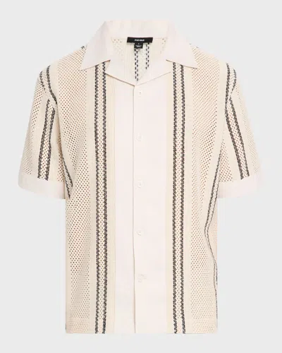 Reiss Men's Opal Stripe Crochet Camp Shirt