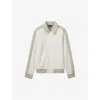 Reiss Optic White/soft Grey Melange Arnold Hybrid Interlock Jersey Bomber Jacket In Optic White/sof