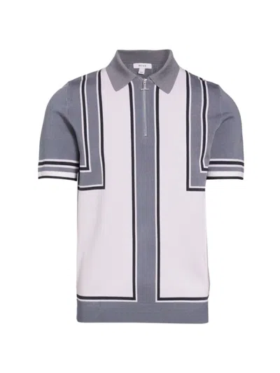 Reiss Men's Orion Striped Polo Shirt In Air Force Blue White