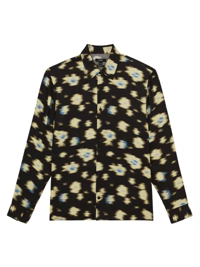 Reiss Faded Floral Print Long Sleeve Shirt In Multi