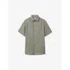 REISS REISS MENS PISTACHIO HOLIDAY SLIM-FIT LINEN SHIRT