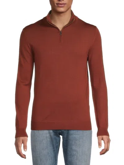 Reiss Men's Quarter-zip Wool Sweater In Russet