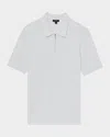 Reiss Mens Regis Half-zip Short-sleeve Stretch-woven Polo White In Gray