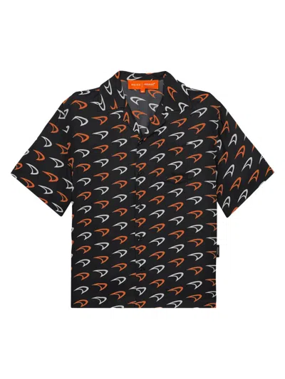 Reiss Speedmark Printed Camp Shirt In Black