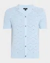 Reiss Royce Open Stitch Button-up Polo Sweater
