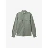 Reiss Mens Sage Green Arlo Patch-pocket Regular-fit Cotton Overshirt