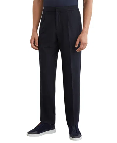 Reiss Sidney Striped Pleated Tapered Trousers In Blue