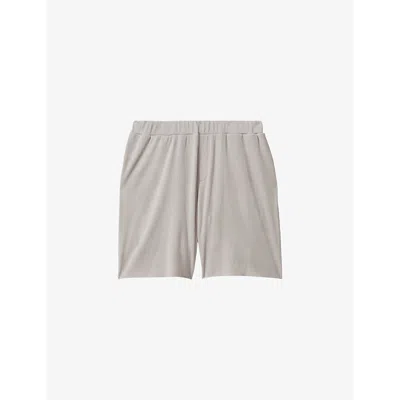 Reiss Mens Silver Conor Elasticated-waist Regular-fit Stretch-woven Shorts