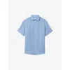 Reiss Mens Holiday Regular-fit Short-sleeve Linen Shirt Sky Blue In Sky Blue