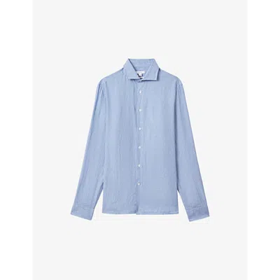 REISS REISS MEN'S SKY BLUE RUBAN REGULAR-FIT LINEN SHIRT