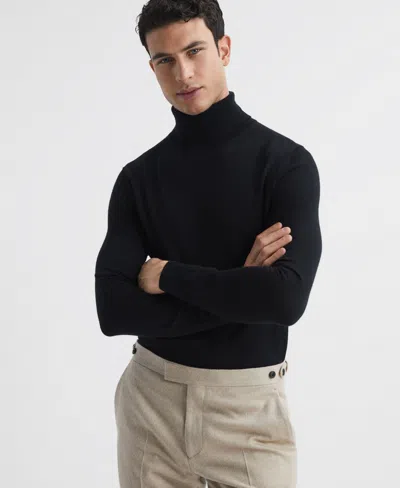 Reiss Men's Slim Fit Merino Wool Roll Neck Sweater In Black