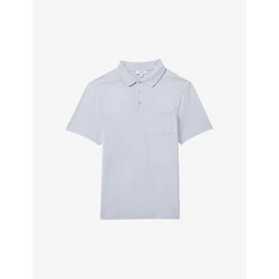 Reiss Mens Soft Blue Austin Short-sleeve Cotton Polo Shirt