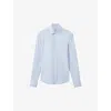 Reiss Mens Soft Blue Voyager Regular-fit Stretch-woven Shirt