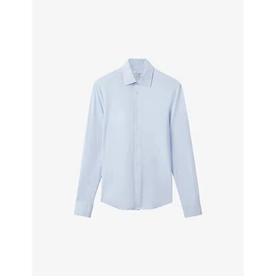 Reiss Mens Soft Blue Voyager Regular-fit Stretch-woven Shirt