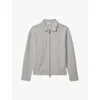 Reiss Mens Soft Grey Melan Rivers Regular-fit Zip-up Knitted Cardigan In Soft Grey Melan