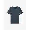 Reiss Steel Blue Dune Mercerised Cotton Striped T-shirt In Steel Blue