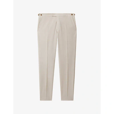 Reiss Mens Stone Belmont Slim-fit Tapered-leg Stretch Woven-blend Trousers