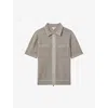 Reiss Mens Stone Christophe Striped-trim Stretch-woven Shirt