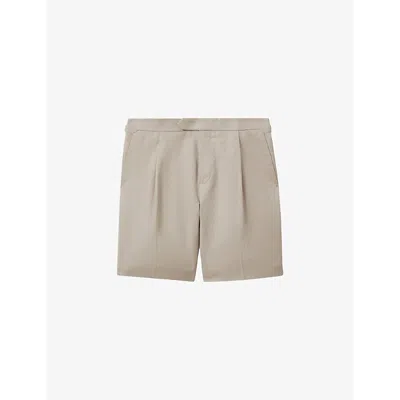 Reiss Mens Stone Con Side-adjuster Regular-fit Cotton And Linen-blend Shorts