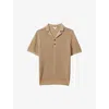 Reiss Fargo Cuban-collar Short-sleeve Stretch-knit Polo In Stone