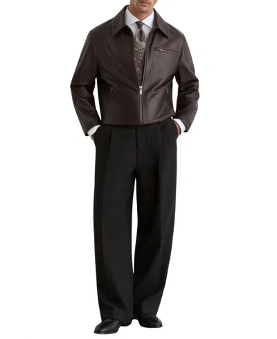 Reiss Men's Strader Moto Leather Jacket In Brown