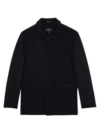Reiss Mens Navy Tamworth Button-up Double-face Wool-blend Jacket In Black