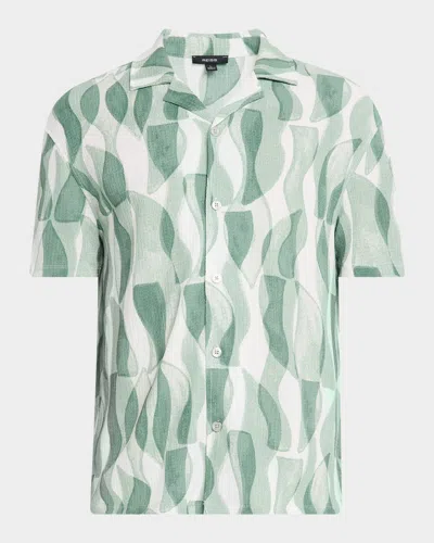 Reiss Men's Taro Textured Abstract Camp Shirt
