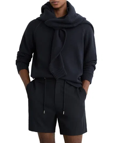 Reiss Men's Textured Drawstring Shorts In Blue