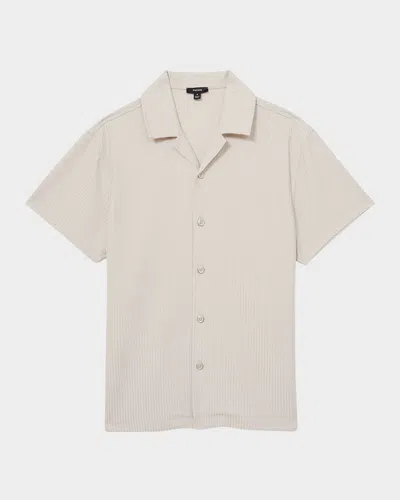 Reiss Men's Textured Knit Camp Shirt In Neutral