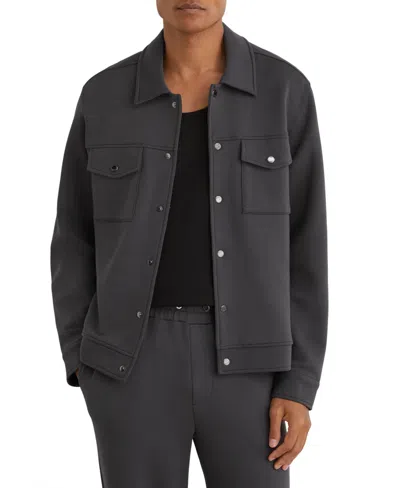 Reiss Thom Twin Pocket Interlock Overshirt In Gray