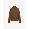 Reiss Mens Tobacco Brown Blackhall Half-zip Slim-fit Merino-wool Jumper