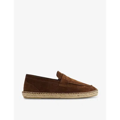 Reiss Mens Tobacco Cannes Slip-on Suede Espadrille Loafers