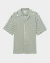 Reiss Trig Textured Stripe Camp Shirt In Green