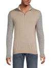 Reiss Men's Two-tone Quarter-zip Wool Sweater In Oatmeal