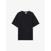 Reiss Mens Navy Wick Textured Stretch-woven T-shirt In Navy