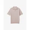 Reiss Washed Stone Duchie Merino Wool Open Collar Polo Shirt In Washed Stone