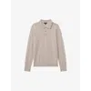 Reiss Mens Washed Stone Trafford Button-neck Slim-fit Wool Jumper